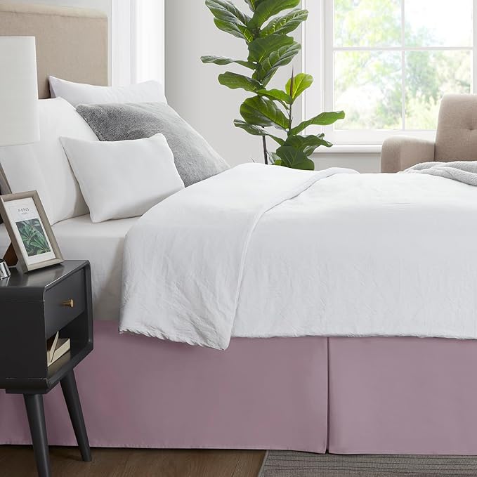 Nestl Dusty Purple Bed Skirt Cal King Size - Cal King Bed Skirt 14 Inch Drop - Brushed Microfiber Bed Skirts - Hotel Quality Pleated Bed Skirt - Shrinkage & Fade Resistant