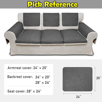 Couch Arm Covers, Waterproof Armrest Cover for Sofa, Armchair, Loveseat, Non-Slip Recliner Arm Cover, Sofa Arm Covers, Headrest Covers, Arm Chair Covers Set of 2 (Dark Gray, 24"×20")