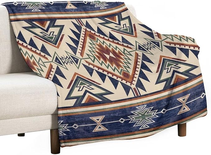 Native Throw Blanket, Southwest Tribal Aztec Pattern Vintage Abstract Ethnic Geometric Print Couch Sofa Bed Plush Throw Blanket 30"x40"