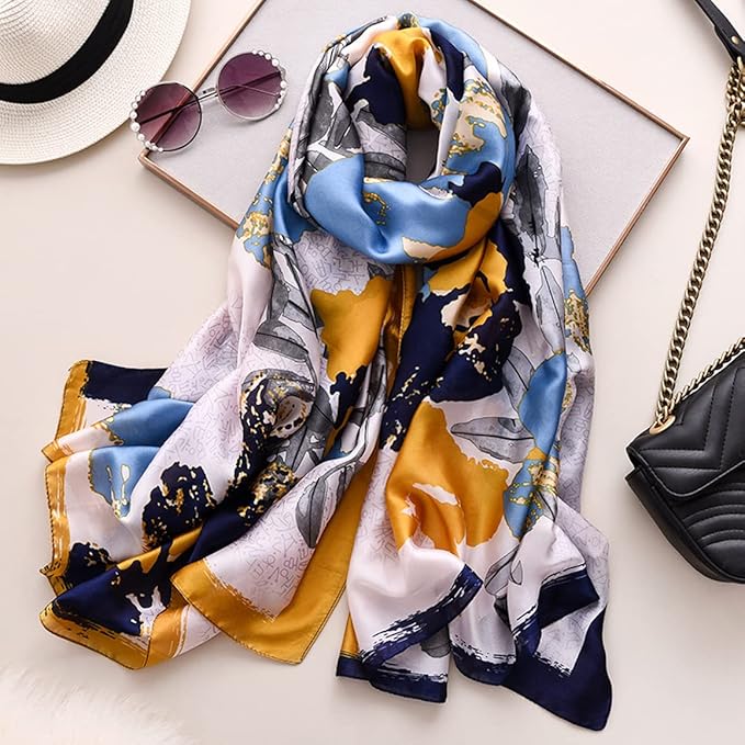 Fashion Scarves Scarf 100% Silk Feeling Scarf Silk Like Scarves Long Lightweight Sunscreen Shawls for Women