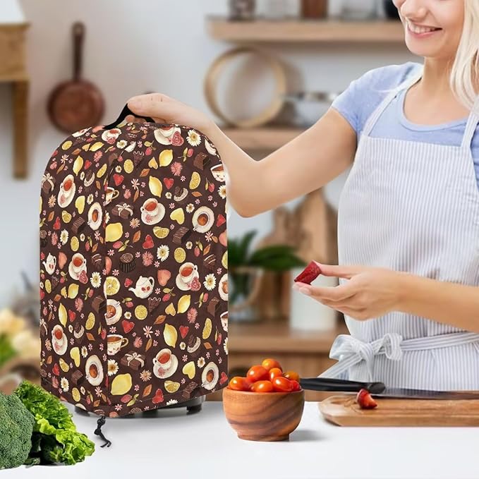 Lemons Chocolates Tea Blender Dust Cover Brown Food Processor Cover Coffee Machine Appliance Covers for Kitchen Counter Blender Covers for Kitchen Machine