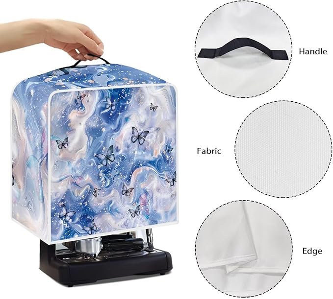 Marble Texture Butterfly Pattern Coffee Maker Covers With Top Handle Folding Coffee Machine Dust Covers For Blender Mixer Juice Machine Keep Office Home Kitchen Clean