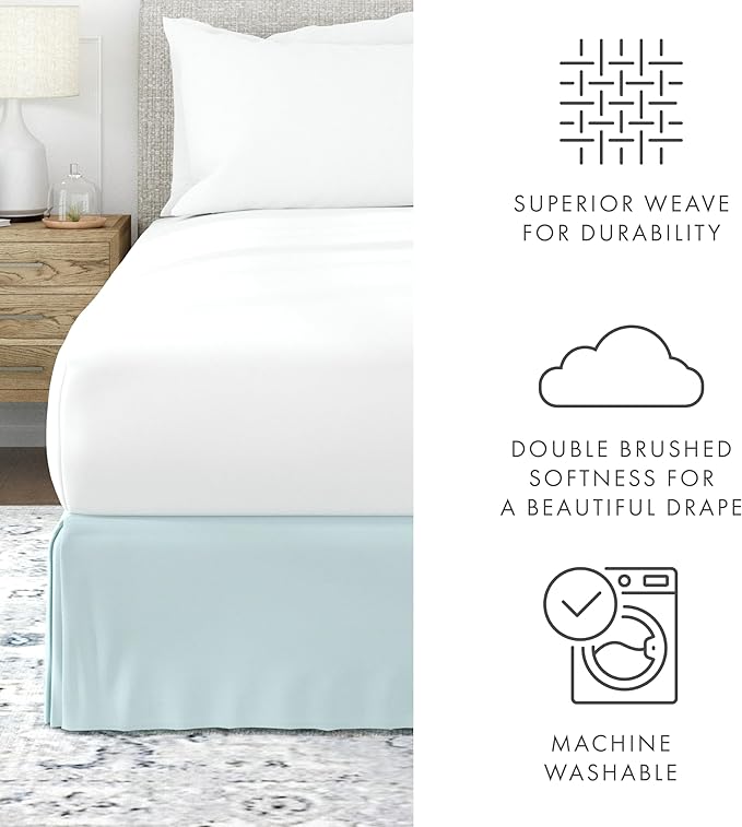 Linen Market Bed Skirt - Ultra Soft Microfiber - Easy Fit with 14 Inch Tailored Drop - Hotel Quality, Shrinkage & Fade Resistant - Bed Cover - Twin XL Bed Skirts - Bedroom Décor - (Twin XL, Aqua)