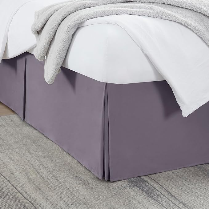 Nestl Grayish Purple Twin Bed Skirt - Twin Size Bed Skirt 14 Inch Drop - Brushed Microfiber Bed Skirts - Hotel Quality Pleated Bed Skirt - Shrinkage & Fade Resistant