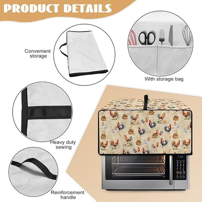 Rooster Chicken Chick Print Waterproof Toaster Oven Cover Heavy Duty Microwave Oven Dust Cover Dust-Proof Universal Kitchen Machine Covers Suitable for Most Microwave Ovens, L