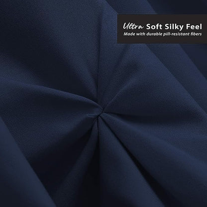 Nestl Navy Blue Twin Bed Skirt - Pinch Pleat, 14" Drop, Premium Microfiber