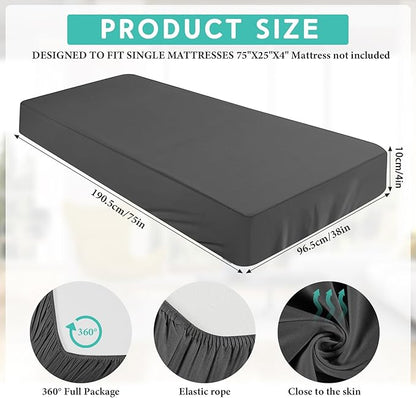 Breling Fitted Sheet (Sheet Only) Compatible with Milliard Trifold Mattress Folding Mattress Fitted Microfiber Bedsheet for Camp Bunk Rvs Bed(Dark Gray,Twin,4'')