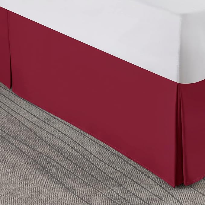 Nestl Red Heaven Full XL Bed Skirt - Full XL Size Bed Skirt 14 Inch Drop - Brushed Microfiber Bed Skirts - Hotel Quality Pleated Bed Skirt - Shrinkage & Fade Resistant