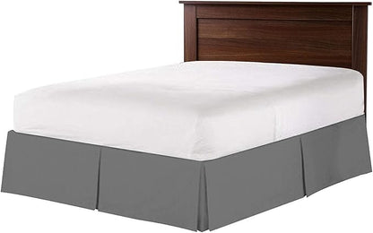 Bed Skirt - 100% Cotton 800 Thread Count Box Pleated Bed Skirt - Luxury Pleated Dust Ruffle, Hotel Quality Modern Bed Skirt, Easy Fit with 12 Inch Tailored Drop, California King, Dark Grey