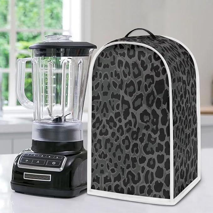 Talayituse Black Leopard Print Blender Dust Cover, Fingerprint Protection Cover for Stand Mixer or Coffee Machine, Home Kitchen Appliance Cover for Stain Dust Resistant Supplies