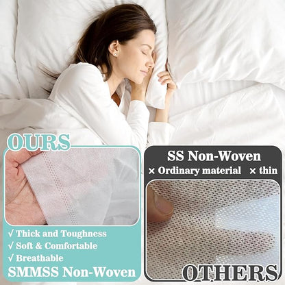 Disposable Bed Sheets for Travel - 4PCS Portable Travel Bedding Set for Hotel, Breathable 1Bed Sheet 1Quilt Cover 2Pillowcover, Disposable Bed Set for Camping, SPA, Business Trip, Cruise Essentials