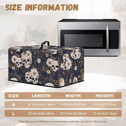 Microwave Oven Cover, Skull Halloween Dust Oil Proof Waterproof Machine Protector Decorative Kitchen Appliance Cover Reusable Microwave Food Covers Prevents Splatters Universal Size