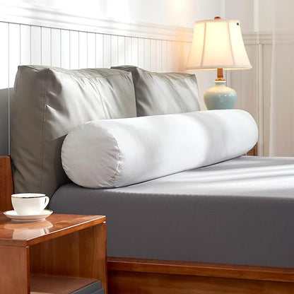 SyMax 7.8"x38" Body Pillow for Twin Bed, Memory Foam Bolster w/Removable Velvet Cover, Headboard Gap Filler Pillow, White