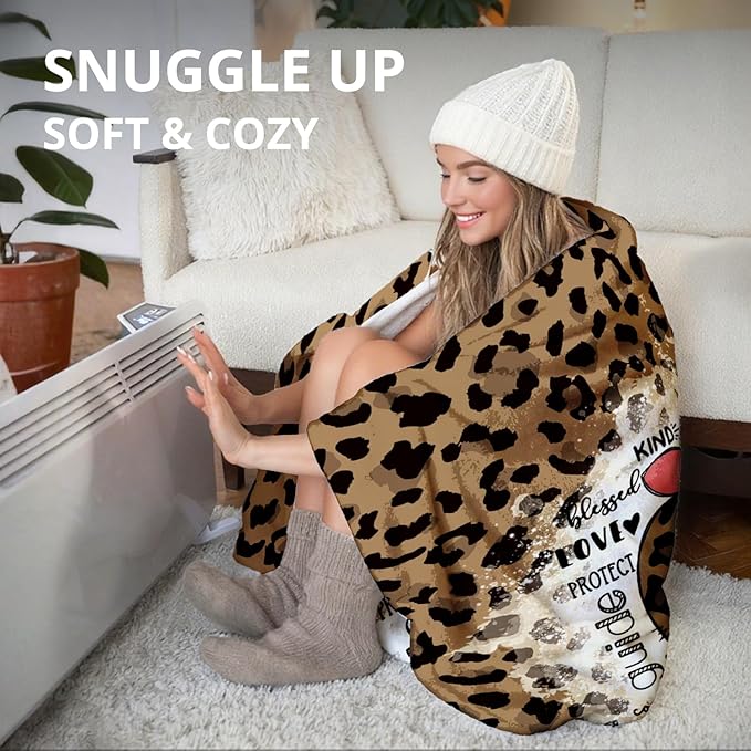 Teacher Leopard Blanket, Trendy Retro Cheetah Print Throw Blankets for Office Home Bedroom Living Room Couch Decor, Teacher Appreciation Gifts for Women, Teachers Gifts, 50x60 Inch