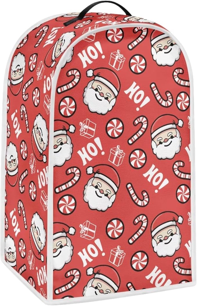 Talayituse Santa Claus Candy Print Blender Dust Cover, Fingerprint Protection Cover for Stand Mixer or Coffee Machine, Christmas Decor Home Kitchen Appliance Covers for Stain Dust Resistant Supplies