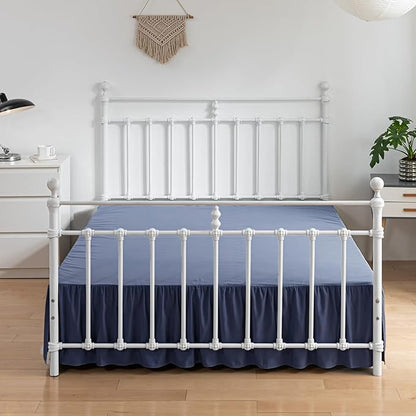 Bed Skirt King Size Ruffled Bed Skirts with Split Corners,16 Inch Drop Dust Ruffle Bed Skirt with Platform, Blue, King - 16" Drop
