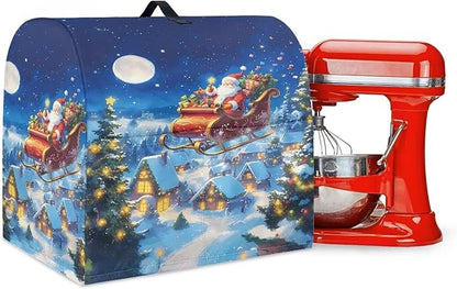 Christmas Stand Mixer Covers Kitchen Appliance Dust Cover Protective Santa Claus Mixer Cover Compatible with 4.5-5 Quart Kitchen Aid Mixer