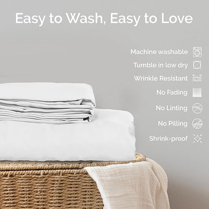Duvet Cover Set - 100% Viscose Derived from Bamboo Duvet Cover Queen Size, 3 PC Luxury Cooling Duvet Cover for Hot Sleepers, Silky Buttery Soft Comforter Cover & 2 PC Queen Pillowcases, White