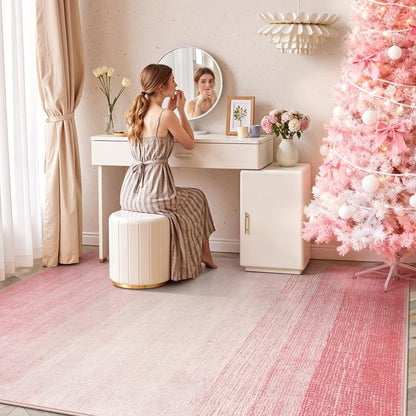 Wonnitar Modern Ombre Pink 8x10 Rugs for Bedroom, Washable Soft Living Room Area Rug, Non-Slip Thin Cute Nursery Large Accent Mat, Contemporary Floor Carpet for Playroom Closet (Pink, 8'x10')