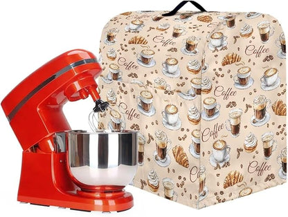 Coffee Pattern Mixer Covers Universal Stand Mixer Dust Cover Compatible with 4.5-5 Qt Kitchen Aid Mixer Small Appliance Protector