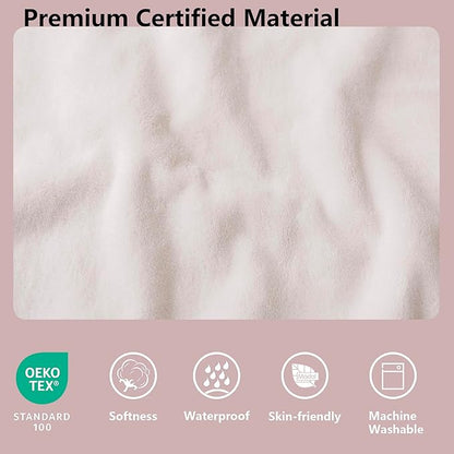 Waterproof Blanket for Couch, Leak Proof Dog Bed Blankets Reversible, Pet Throw Sofa Furniture Protector Machine Washable-68 x82,Pink+Cream