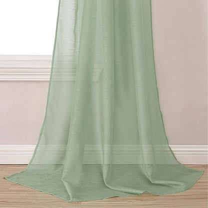 DONREN 144 Inches Long Window Scarf for Party - Luxury Soft Semi Sheer Scarf Valance for Wedding (1 Panel,Sage Green)