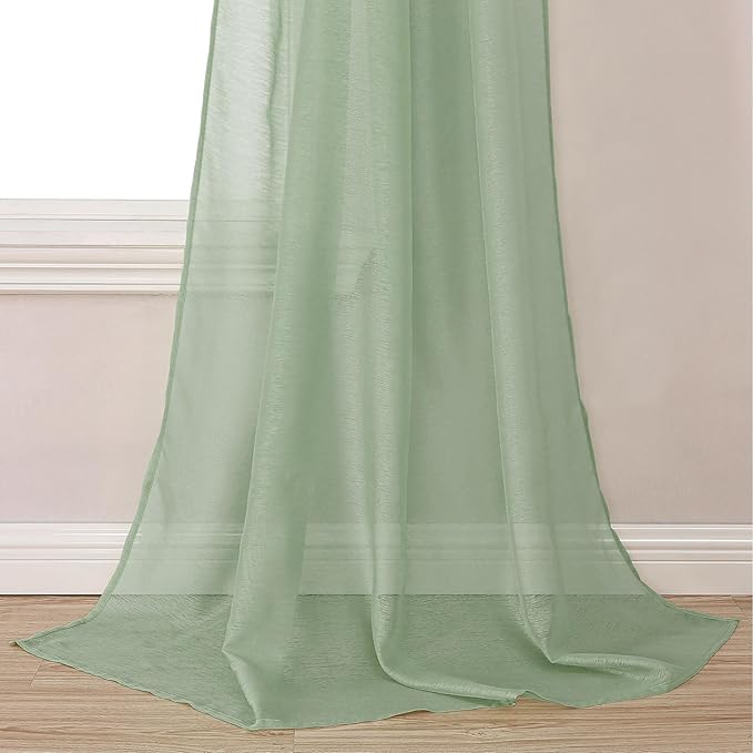 DONREN 144 Inches Long Window Scarf for Party - Luxury Soft Semi Sheer Scarf Valance for Wedding (1 Panel,Sage Green)