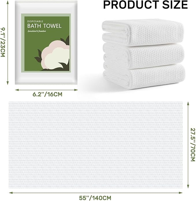 Disposable Bath Towels, 10pack 55" x 27.5" Ultra-Soft and Quick Dry Bath Towel, Portable Salon Towels for Travel Sauna Spa Beach Gym