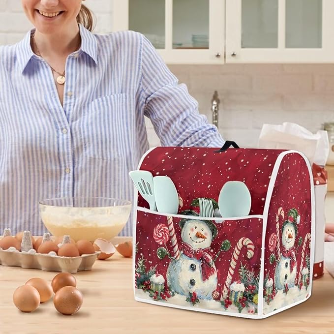 Christmas Snowman Stand Mixer Cover 4.5-5Qt Christmas Mixer Cover Washable Anti-Stain Appliance Covers For Kitchen Counter Mixer Parts & Accessories