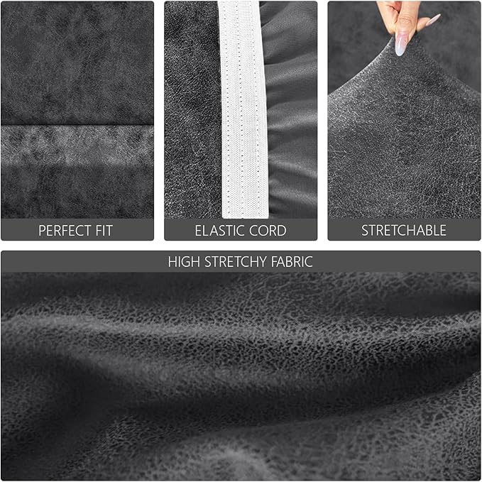 molasofa Leather Like Stretch Futon Slipcover Armless Futon Bed Sofa Cover Furniture Protector with Elastic Bottom, Soft and Washable Futon Cover for Sofa Bed Stay in Place（Larger，Light Grey）