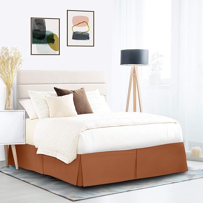Nestl Rust Full Bed Skirt - Full Size Bed Skirt 14 Inch Drop - Brushed Microfiber Bed Skirts - Hotel Quality Pleated Bed Skirt - Shrinkage & Fade Resistant