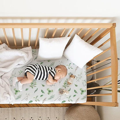 Gllquen Baby Bassinet Sheets 4 Pack, Breathable Cozy Fitted Mattress Sheet, Elastic Travel Crib Fashionable Floral Pattern, Standard Cradle Safe Sheets for Baby Boys Girls 32"x16"(Greenery)