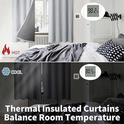 BGment Light Grey Blackout Curtains for Bedroom 54 Inch Length, Rod Pocket 100% Blackout Curtains with Thermal Liner Room Darkening Curtains for Living Room, Each Window Curtain 2 Panels, 42 x 54 Inch
