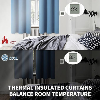 BGment Denim Blue Blackout Curtains 63Inches Length for Bedroom - Rod Pocket Thermal Insulated Room Darkening Window Drapes for Living Room Bathroom, 42 x 63 Inch, 2 Panels
