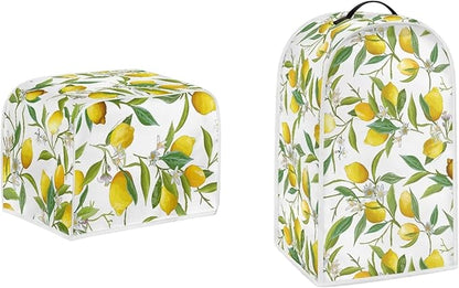Fruit Theme Lemon Printed Appliance Covers Set Washable Kitchen Blender Dust Cover Bread Maker Toaster Cover 4 Slice Kitchen Accessories Size L