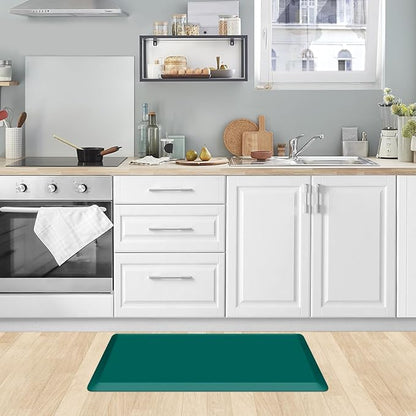 KitchenClouds Kitchen Mat Cushioned Anti Fatigue Rug 17.3"x28" Waterproof, Non Slip, Standing and Comfort Desk/Floor Mats for House Sink Office (Dark Green)