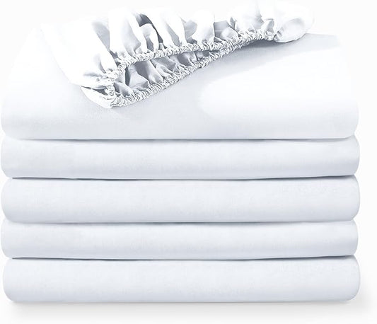 Bare Home 5-Pack Fitted Bottom Ultra-Soft Sheets Full - Premium 1800 Ultra-Soft Wrinkle Resistant Microfiber - Deep Pocket (Full, White)
