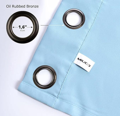 MIUCO 1 Pair Thermal Insulated Grommet 52-Inch-by-84-Inch Blackout Window Curtain Panels with 2 Tie Backs, Sky Blue