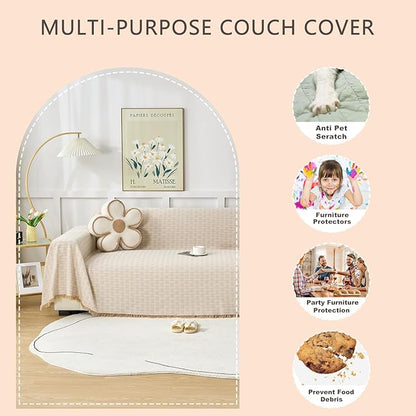Coffee Couch Cover Blanket Cute Geometrical Jacquard Washable Sofa Cover for Extra Large Furniture for 3 Cushion Sofa L Shaped Sectional Couch Blanket 71"x 118"