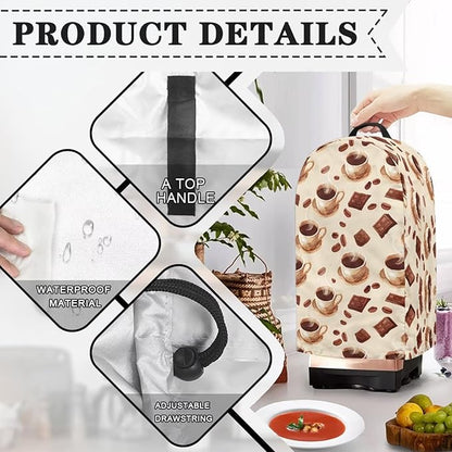 Blender Dust Cover, Coffee Drink Pattern Stand Mixer Appliance Covers, Anti Fingerprint Polyester Dust Proof Blender Cover for Home Kitchen