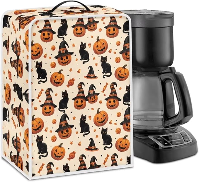 Halloween Coffee Maker Cover, Universal Waterproof Dustproof Coffee Machine Protector for Small Kitchen Appliance