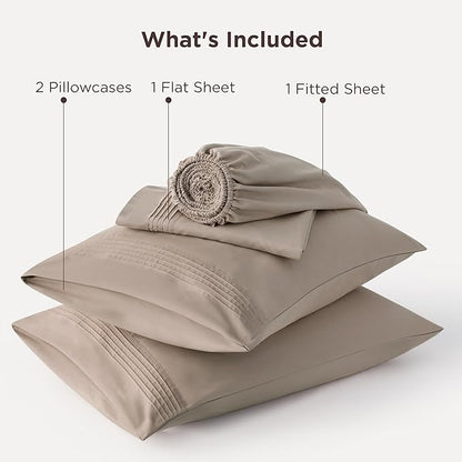 Bedsure Deep Pocket King Sheet Set - Fits Mattresses Up to 21 Inches Thick - 4 Piece GentleSoft Bed Sheets, Moisture Wicking, Soft & Cooling Bedsheet & Pillowcases, Easy & Secure Fit, Brown