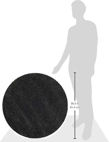 SAFAVIEH Milan Shag Collection 3' Round Dark Grey SG180 Solid Non-Shedding Living Room Bedroom Dining Room Entryway Plush 2-inch Thick Area Rug