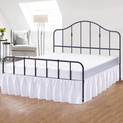 Cottington Lane Ruffled Bed Skirt Full Size with Split Corner, Brushed Microfiber Hotel Quality White Dust Ruffle, 21 Inch Drop Gathered Bedskirt, Soft and Stylish, Shrinkage and Fade Resistant