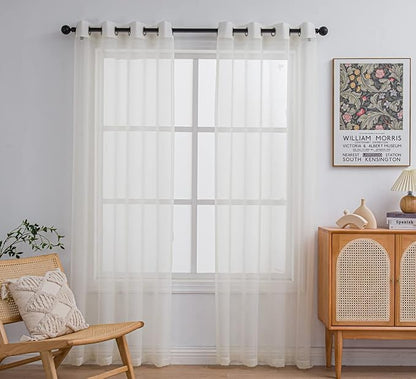 PI Sheer Voile Light Filtering Curtains Grommet Top,Backdrop Window Treatment for Living Room/Bedroom 2 Panels (W52 X L84, Butter)