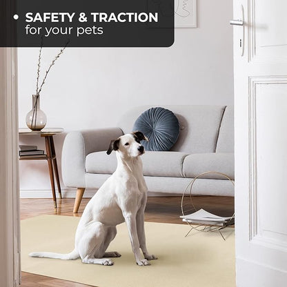 House, Home and More Skid-Resistant Carpet Indoor Area Rug Floor Mat - Ivory Cream - 6 Ft X 9 Ft - Non Slip Rubber Backing, Stain Resistant, Dog Friendly, Living Room Bedroom Kitchen Entryway