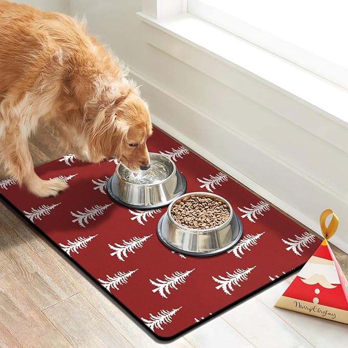 Dog Cat Food Mats for Floors, Absorbent Dog Bowl Mats for Food and Water, Quick Dry Non-Slip Pet Food Mat