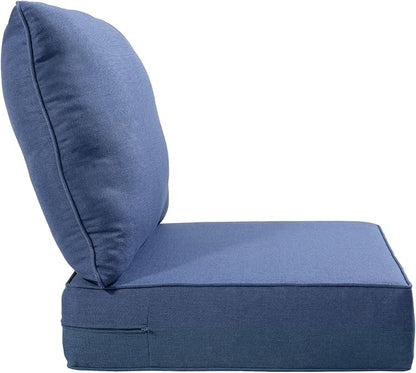 Luxury 24x24x6 Inch Outdoor Chair Cushions Set of 4 - Heavy Duty Water-Resistant Comfortable Cushion for Patio Furniture Set Dining Gliding Rocking Chairs Loveseat L-Shape Sofa - Navy Blue
