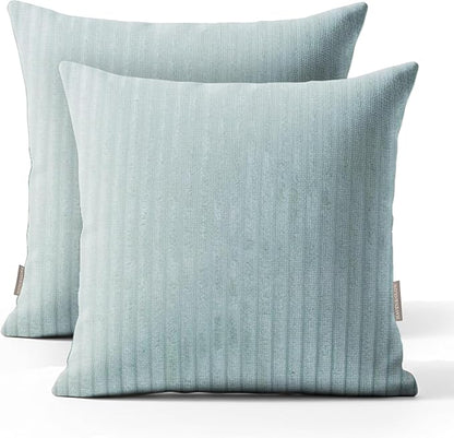 Haven & Glow Decorative Throw Pillow Cover – Square Cushion Case with Zipper | Modern Sofa, Couch & Bed Accent Pillow Covers for Living Room, Bedroom & Home Decor | 18 x 18 inches – Blue – 2 Pc