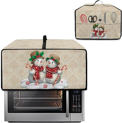 Air Fryer Toaster Oven Dust Cover Protective Microwave Oven Cover Small Appliance Protector Decorations Kitchen Accessories for Christmas, S, Snowman Candy Cane Floral Pattern Beige